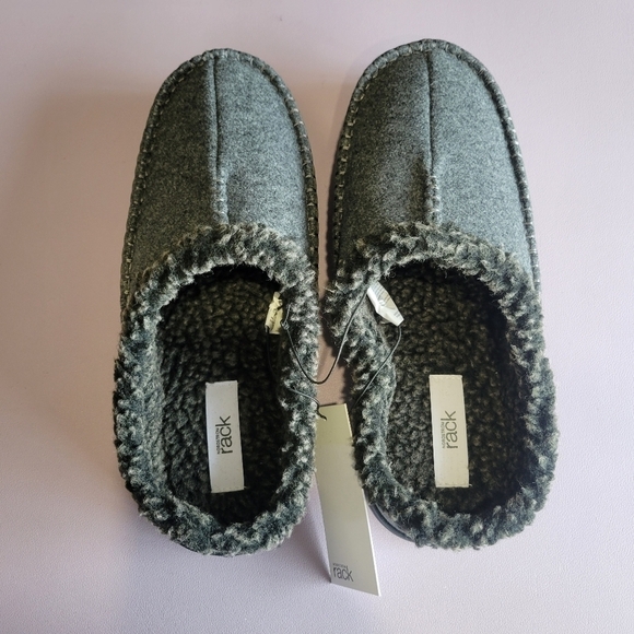 Nordstrom Other - Nordstrom Rack Men's Winter Grey Sherpa Lined Slippers Size 9 - 10 NWT